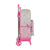 Mochila Escolar con Ruedas 905 Smiley World Garden Blanco Rosa