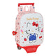 Mochila Escolar con Ruedas Hello Kitty Happiness Girl Rosa Blanco (22 x 28 x 10 cm)