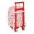 Mochila Escolar con Ruedas Hello Kitty Happiness Girl Rosa Blanco (22 x 28 x 10 cm)