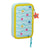 Plumier Doble Baby Shark Beach Day Amarillo Azul claro (12.5 x 19.5 x 4 cm) (28 piezas)