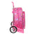 Mochila Escolar con Ruedas Minnie Mouse Lucky Rosa (33 x 42 x 14 cm)