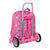 Mochila Escolar con Ruedas Minnie Mouse Lucky Rosa (33 x 42 x 14 cm)