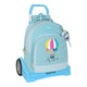 Mochila Escolar con Ruedas BlackFit8 Fly With Me Blanco Azul cielo
