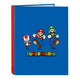 Carpeta de anillas Super Mario Rojo Azul A4 (26.5 x 33 x 4 cm)