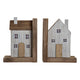 Sujetalibros DKD Home Decor Natural MDF Casas (12 x 9 x 16 cm)